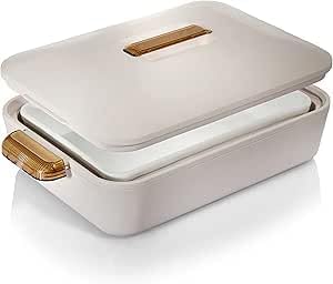 Enjoy - Contenitore Termico Rettangolare Colorado 2.8l - Manici Ambra - L - 42x26x9 CM - Bianco Mandorla