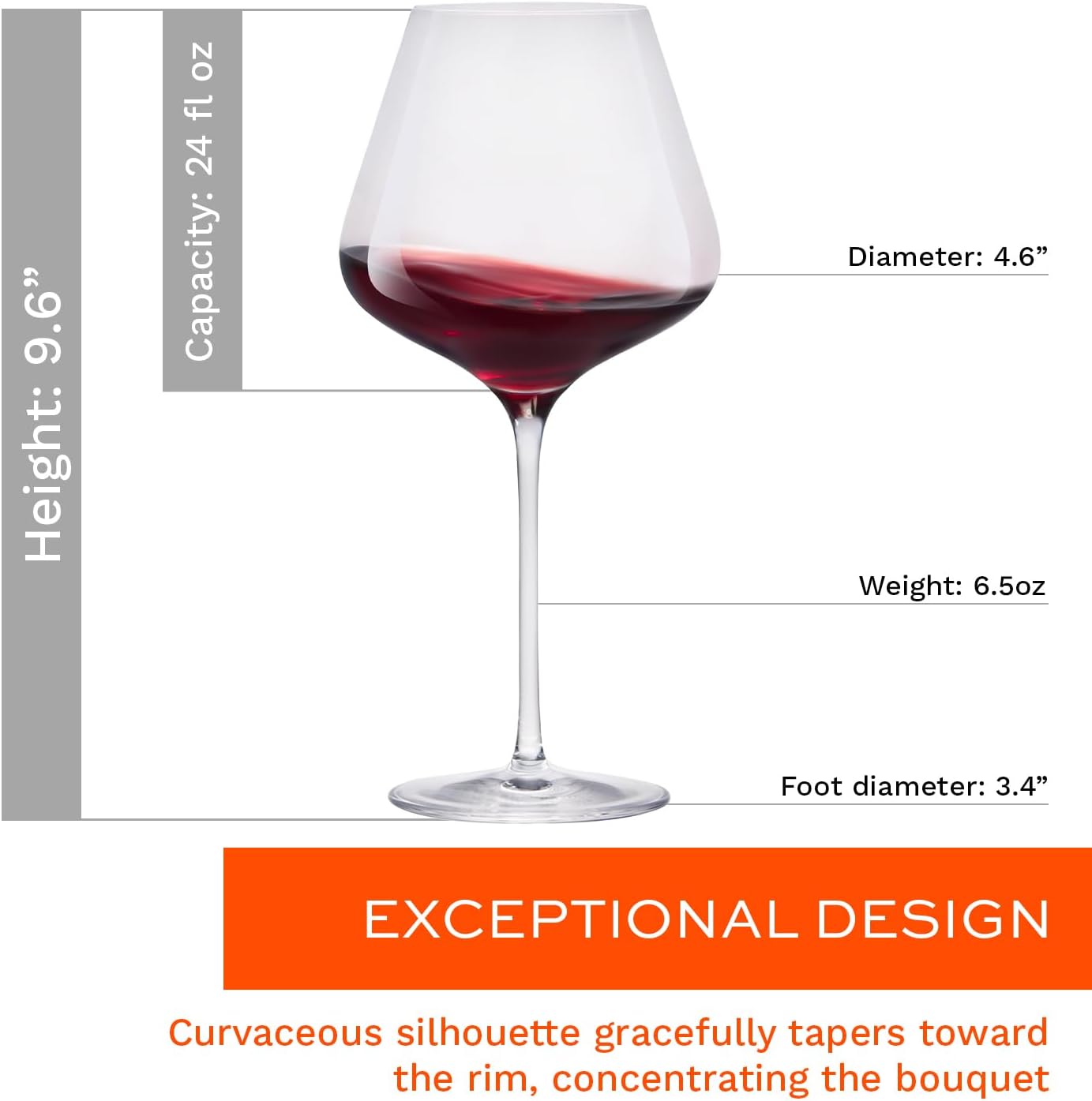 Stölzle Lausitz Vetro Burgundy Quatrophil Bordeaux 708 ml, 6 unità