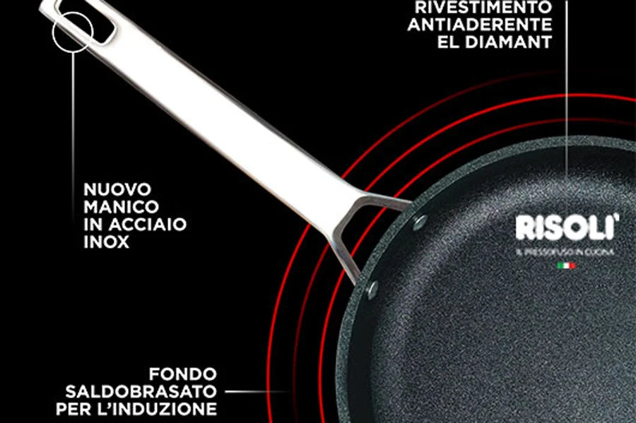 PADELLA ALTA INDUZIONE BLACKPLUS® 18/10 MANICO ACCIAIO RIVETTATO