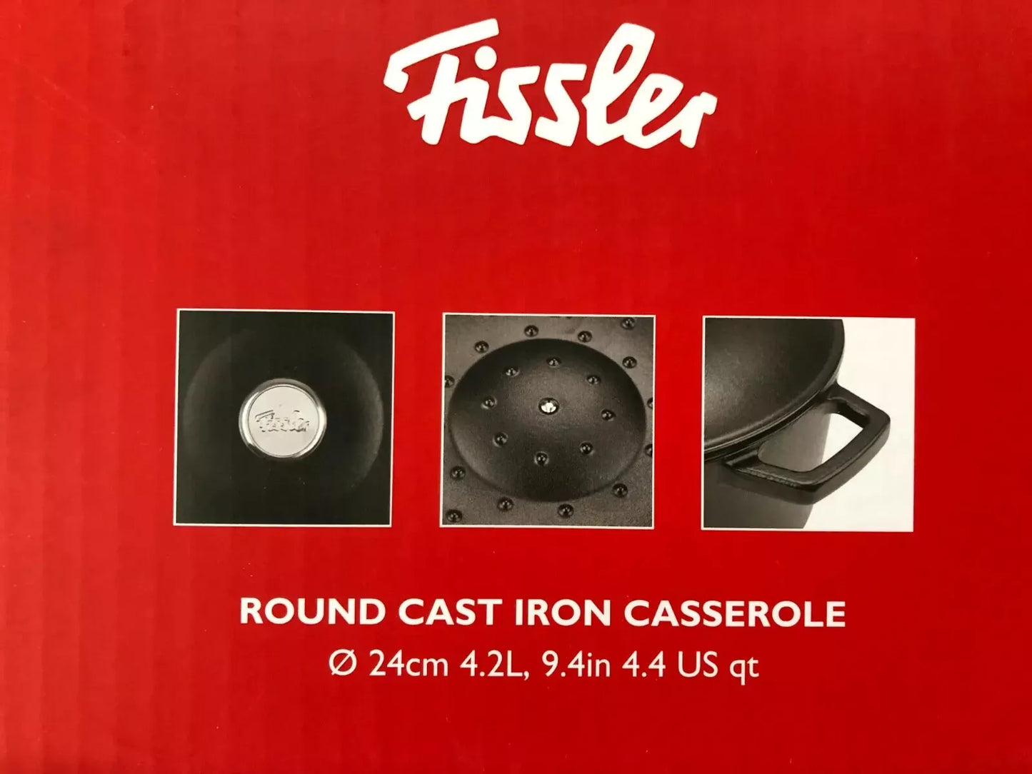 Fissler Casseruola in Ghisa Pentola Stufato Forno Sicuro Coperchio Autocostruzione 24cm 4,2L