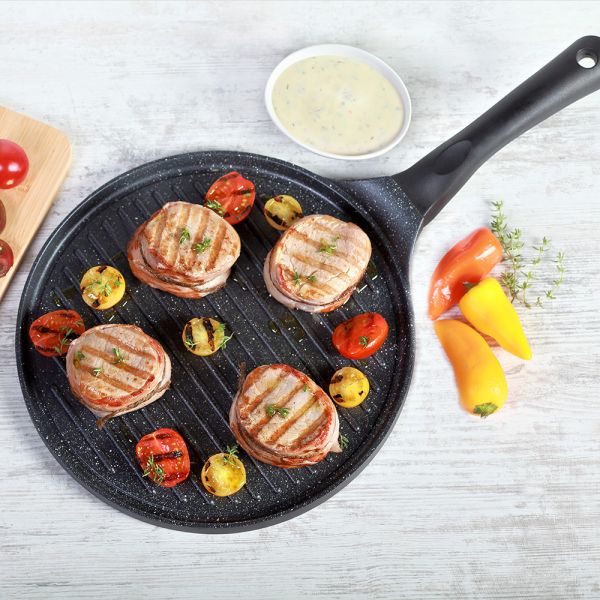 Piastra con griglia 26 cm Alluminio Nero Linea Premium Black