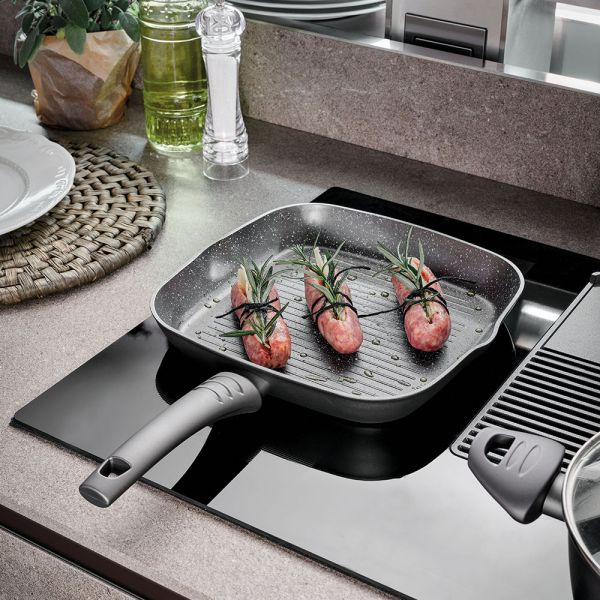 Grill quadra 28 cm x 28 cm Alluminio Grigio