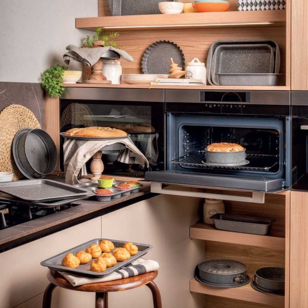 PURE ROQ - Tortiera apribile 1 fondo Acciaio al carbonio 22 cm x H 7 cm Acciaio al carbonio Grigio Linea Pure Roq