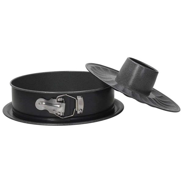 Tortiera apribile 2 fondi 28 cm Acciaio al carbonio Grigio