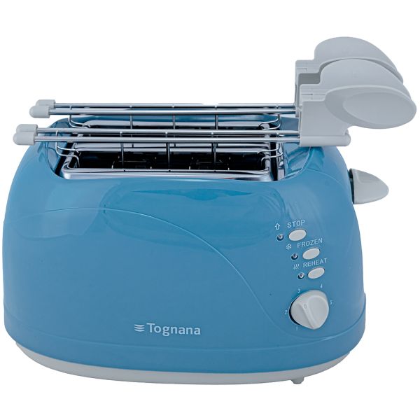 Tostapane Elettrico con Pinze Carta Da Zucchero Plastica-Acciaio Inox Blu
